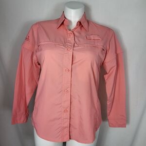Cabelas Guidewear Coral SHIRT Womens Size M Long Zip Off Sleeves Button Up NWT